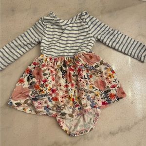 Mauve Meadow skater dress with body suit little sleepies